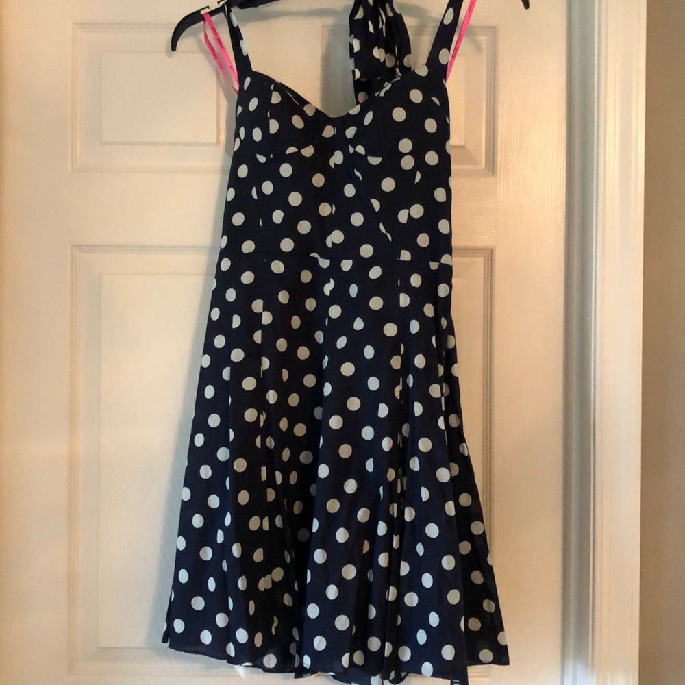 Betsy Johnson navy blue and white polka dot dress
